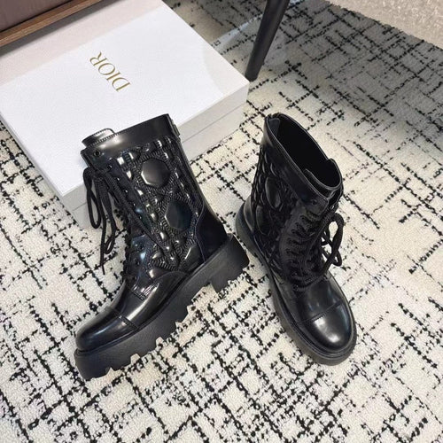 DIOR D-Unit Ankle Boot Glossy Black Calfskin