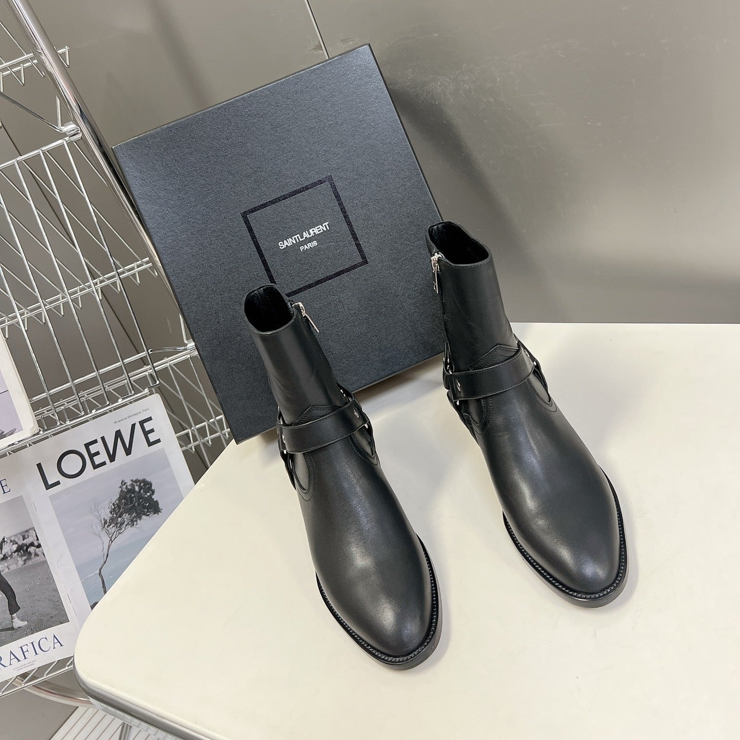Saint Laurent SL HARNESS BOOTS BLACK CALFSKIN