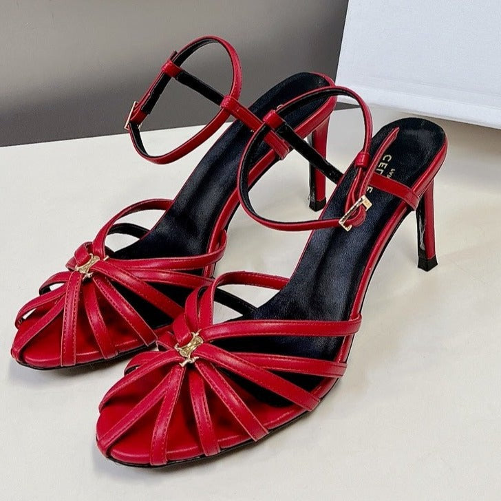 Celine RIOMPHE SANDAL IN LAMBSKIN CHERRY RED