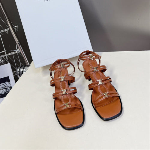 Celine CELINE Sandals Clemence Multi Brown Leather