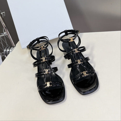 Celine CELINE Sandals Clemence Multi Black Leather