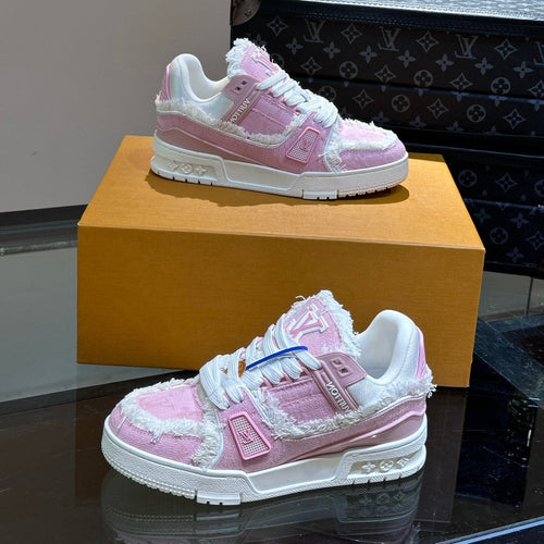 Louis Vuitton TRAINER SNEAKER LIGHT PINK FABRIC AND SUEDE