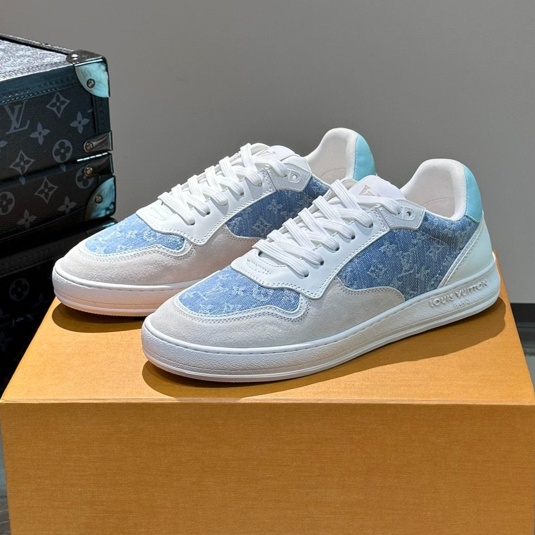 Louis Vuitton SNEAKER WHITE SUEDE CALFSKIN MIX BLUE DENIM