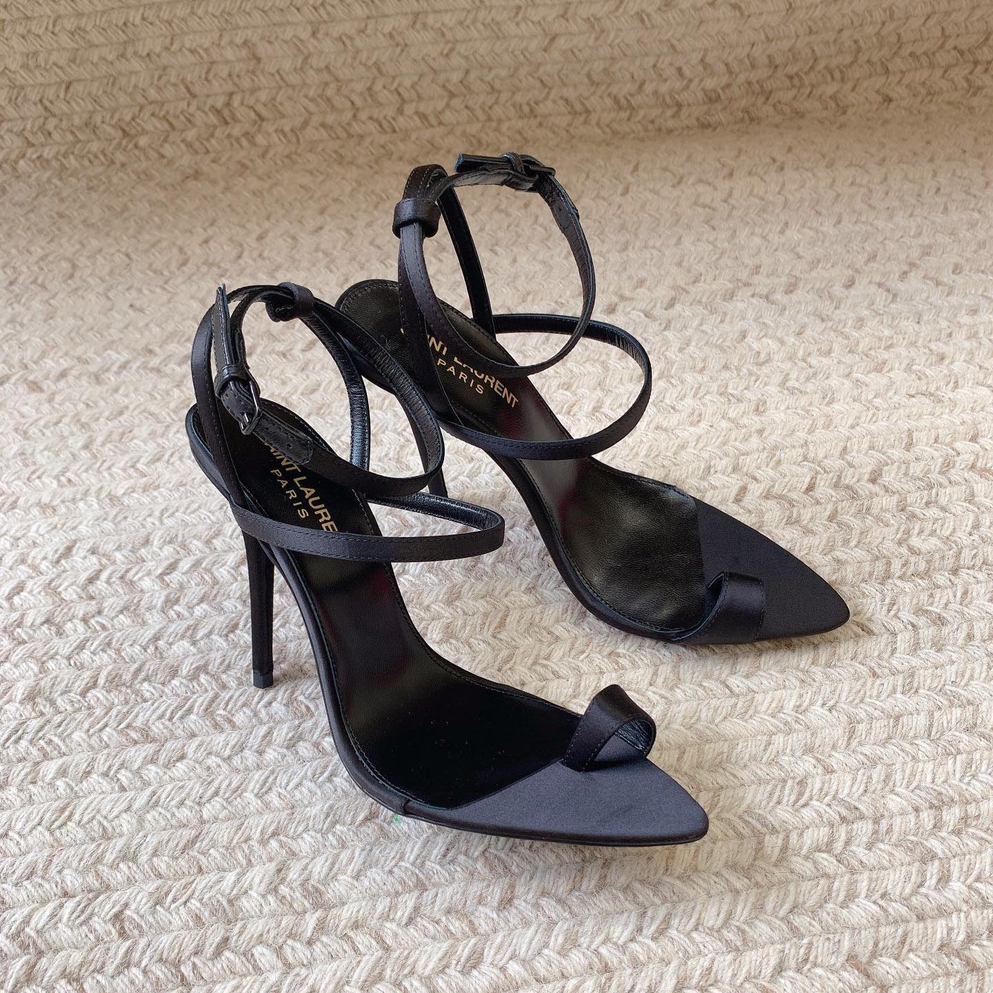 Saint Laurent HIGH FLIP FLOPS SANDAL WITH STRAP IN BLACK SILK