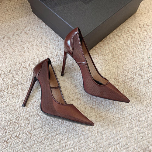 Saint Laurent NORMA PUMPS IN CHESTNUT MESH