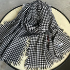 DIOR HOUNDSTOOTH SCARF 200 CM IN BLACK MIX WHITE WOOL 399969