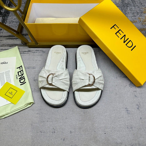 FENDI FF Feel 10 White FF jacquard Slide