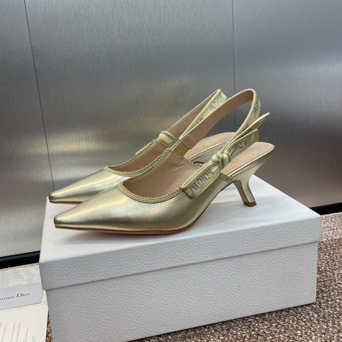 DIOR slingback pump 65 gold green cakfskin