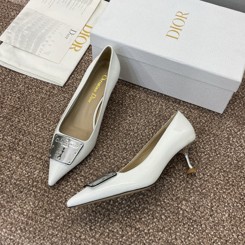 DIOR Pumps 65mm Glossy White Cowhide
