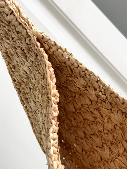 Celine celin classic panier 33cm hobo bag raffia and white calfskin