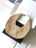 Celine celin classic panier 33cm hobo bag raffia and white calfskin