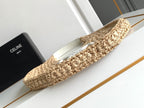 Celine celin classic panier 33cm hobo bag raffia and white calfskin