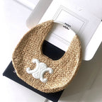 Celine celin classic panier 33cm hobo bag raffia and white calfskin