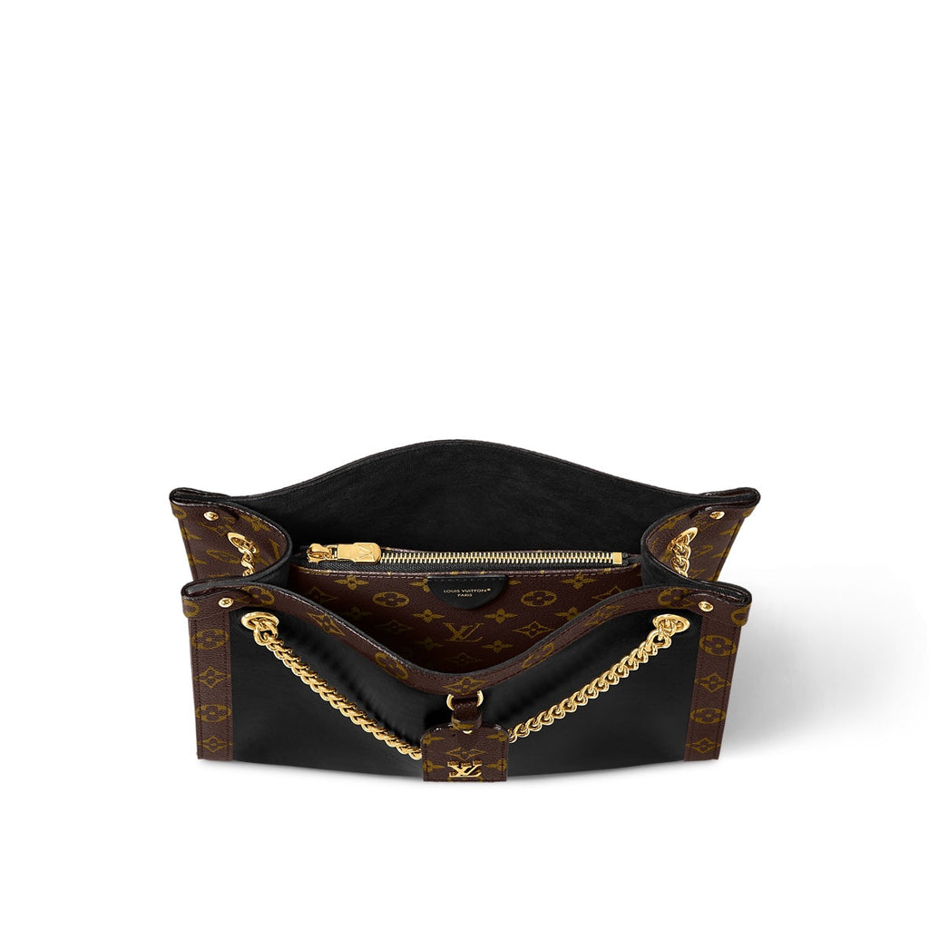 Louis Vuitton NOVA PM 31 IN BLACK CALFSKIN AND BROWN MONOGRAM CANVAS TRIM