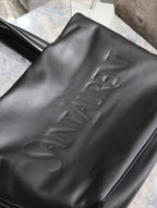 Saint Laurent TOTE BAG 50 IN BLACK CALFSKIN WITH EMBOSSED LOGO