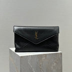 Saint Laurent ENVELOPE CLUTCH 29 IN BLACK LAMBSKIN COPPER LOGO