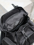 Saint Laurent CITY MULTI-POCKET BACKPACK 42 IN BLACK NYLON AND SMOOTH CALFSKIN