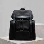 Saint Laurent CITY MULTI-POCKET BACKPACK 42 IN BLACK NYLON AND SMOOTH CALFSKIN