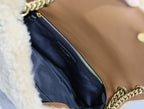 Saint Laurent CALYPSO BAG 26 IN BEIGE SHEARLING WITH BROWN SUEDE HANDLE
