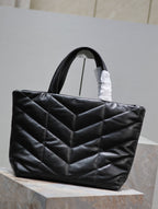 Saint Laurent PUFFER LARGE TOTE BAG 57 IN BLACK NAPA LAMBSKIN