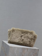 Saint Laurent KATE SMALL BAG 22 IN ECRU BEIGE RABBIT FUR GOLD CHAIN