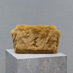 Saint Laurent KATE SMALL BAG 22 IN PEANUT BROWN RABBIT FUR GOLD CHAIN
