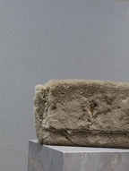 Saint Laurent KATE FLAP BAG 28 IN ECRU BEIGE RABBIT FUR GOLD CHAIN