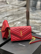 Saint Laurent YL WOC 19 RED CHEVERON CAVIAR GOLD HARDWARE