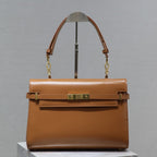 Saint Laurent MANHATTAN HANDBAG 32 IN CINNAMON BROWN CALFSKIN GOLD HARDWARE