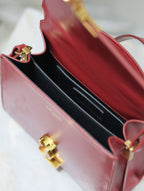 Saint Laurent CASSANDRA MINI TOP HANDLE BAG 20 IN RED CALFSKIN GOLD HARDWARE