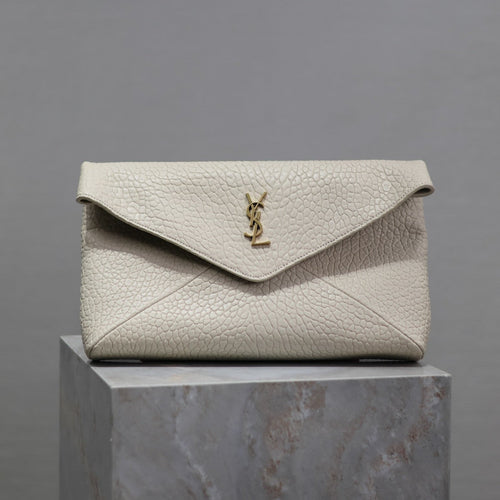 Saint Laurent YSL WHITE LAMBSKIN CLUTCH  225388