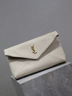 Saint Laurent YSL WHITE LAMBSKIN CLUTCH  225388