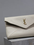 Saint Laurent YSL WHITE LAMBSKIN CLUTCH  225388
