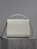 Saint Laurent CASSANDRA TOP HANDLE BAG 24 IN WHITE CALFSKIN GOLD HARDWARE