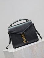 Saint Laurent CASSANDRA MINI TOP HANDLE BAG 20 IN BLACK CALFSKIN GOLD HARDWARE