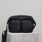 Saint Laurent CITY CAMERA BAG 24 IN BLACK ELEPHANT PATTERN LAMBSKIN