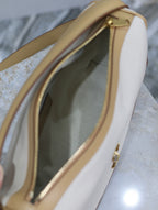 Saint Laurent CAMERA SUPPLE BAG 28 IN WHITE CANVAS AND BROWN CALFSKIN TRIM