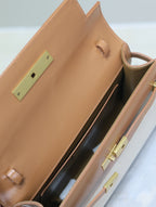 Saint Laurent MANHATTAN MEDIUM 29 IN WHITE CANVAS AND BROWN CALFSKIN GOLD BUCKLE
