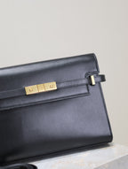 Saint Laurent MANHATTAN MEDIUM 29 IN BLACK SMOOTH CALFSKIN GOLD BUCKLE