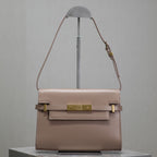 Saint Laurent MANHATTAN SMALL 24 IN DARK BEIGE SMOOTH LAMBSKIN GOLD HARDWARE