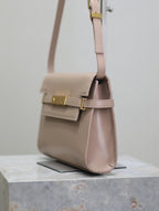 Saint Laurent MANHATTAN SMALL 24 IN DARK BEIGE SMOOTH LAMBSKIN GOLD HARDWARE