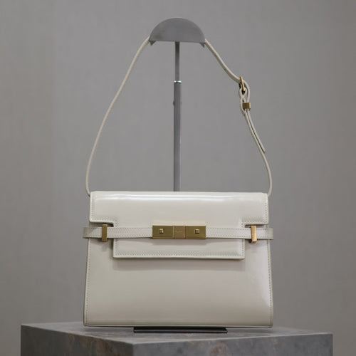 Saint Laurent MANHATTAN SMALL 24 IN WHITE SMOOTH LAMBSKIN GOLD HARDWARE