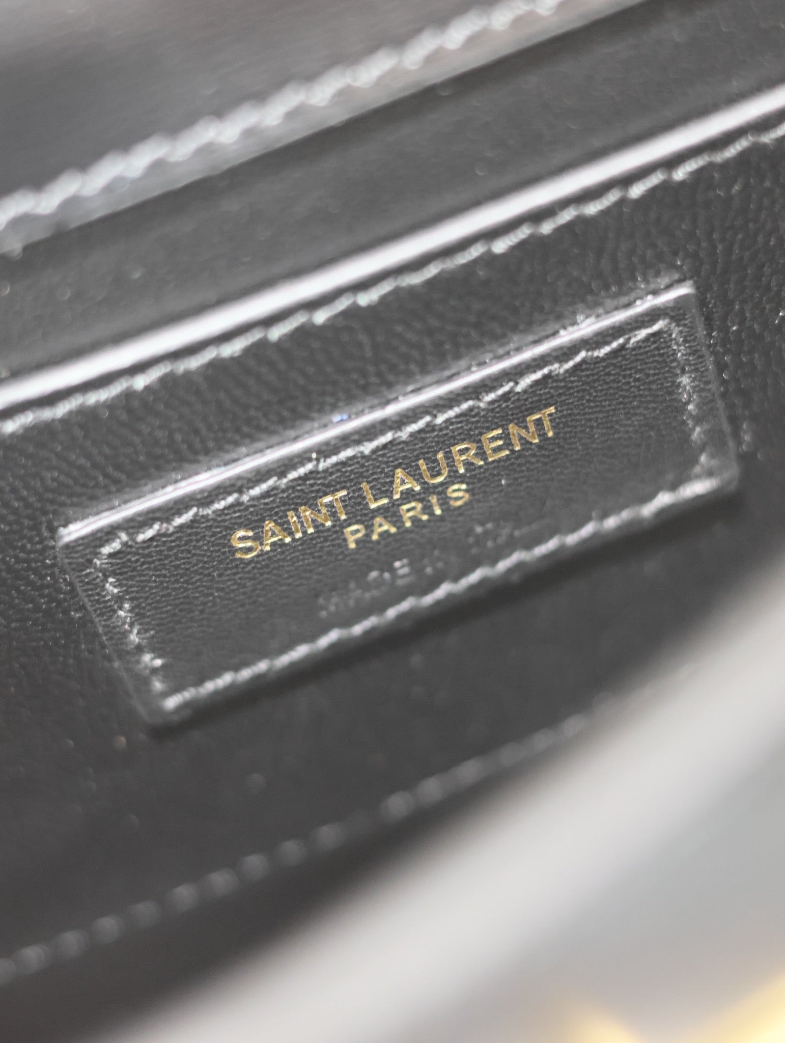 Saint Laurent MANHATTAN MINI 19 IN BLACK SMOOTH LAMBSKIN GOLD BUCKLE