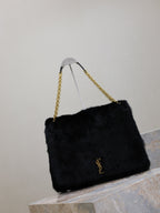 Saint Laurent JAMIE 4.3 LARGE BAG 43 IN BLACK LAMB FUR GOLD HARDWARE