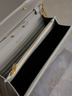 Saint Laurent ENVELOPE CHAIN BAG 22 IN WHITE LAMBSKIN GOLD HARDWARE