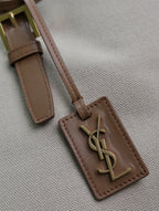 Saint Laurent TOTE BAG 47 IN WHITE CANVAS AND BROWN LEATHER TRIM GOLD HARDWARE