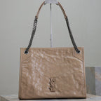 Saint Laurent NIKI SHOPPING BAG 33 IN LIGHT BROWN CRUMPLED CALFSKIN
