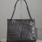 Saint Laurent NIKI SHOPPING BAG 33 IN GRAY CRUMPLED CALFSKIN