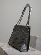 Saint Laurent NIKI SHOPPING BAG 33 IN GRAY CRUMPLED CALFSKIN