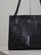 Saint Laurent NIKI SHOPPING BAG 33 IN BLACK CROCODILE-EMBOSSED CALFSKIN